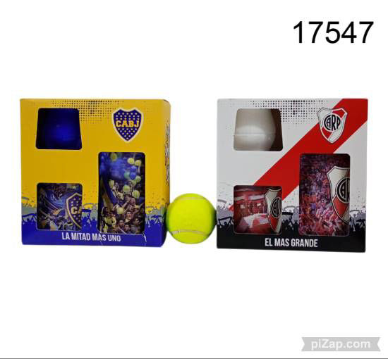 Imagen de KIT MATERO FUTBOL LATAS EN CAJA REGALO RIVER Y BOCA 1.26